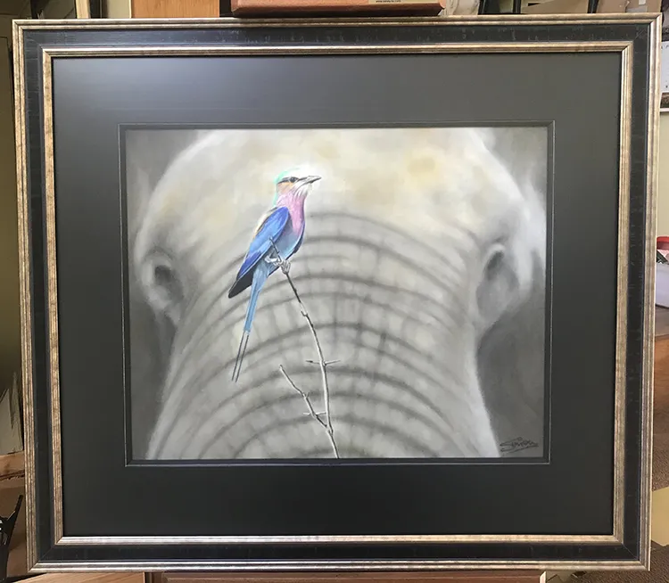 Mounted, framed and now on display in the Studio / Gallery Frame size 31in x 27in