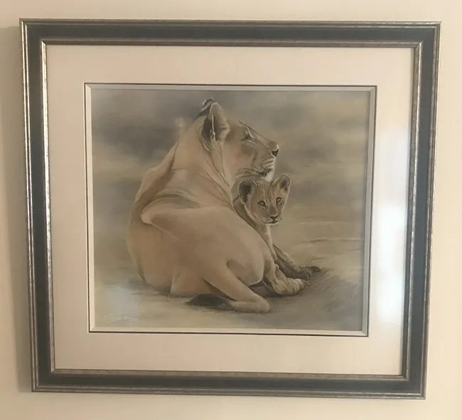 Beautifully framed by Framers Gallery and now on display in the Studio/Gallery Frame size 30in X 27in