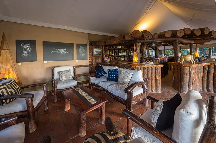 Canvases in the bar area.