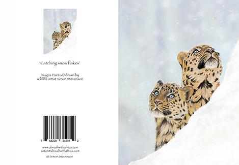 Catching snow flakes card